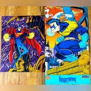 1992 1993 Nightwing & Son of Krypton DC Comics Mini Poster Insert Lot of 2